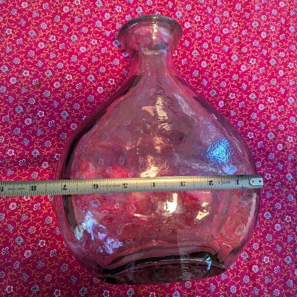 Vintage Hand Blown Glass Bottle Vase Purple Rose Gold Pink Spanish Bottle Boho - Picture 8 of 11